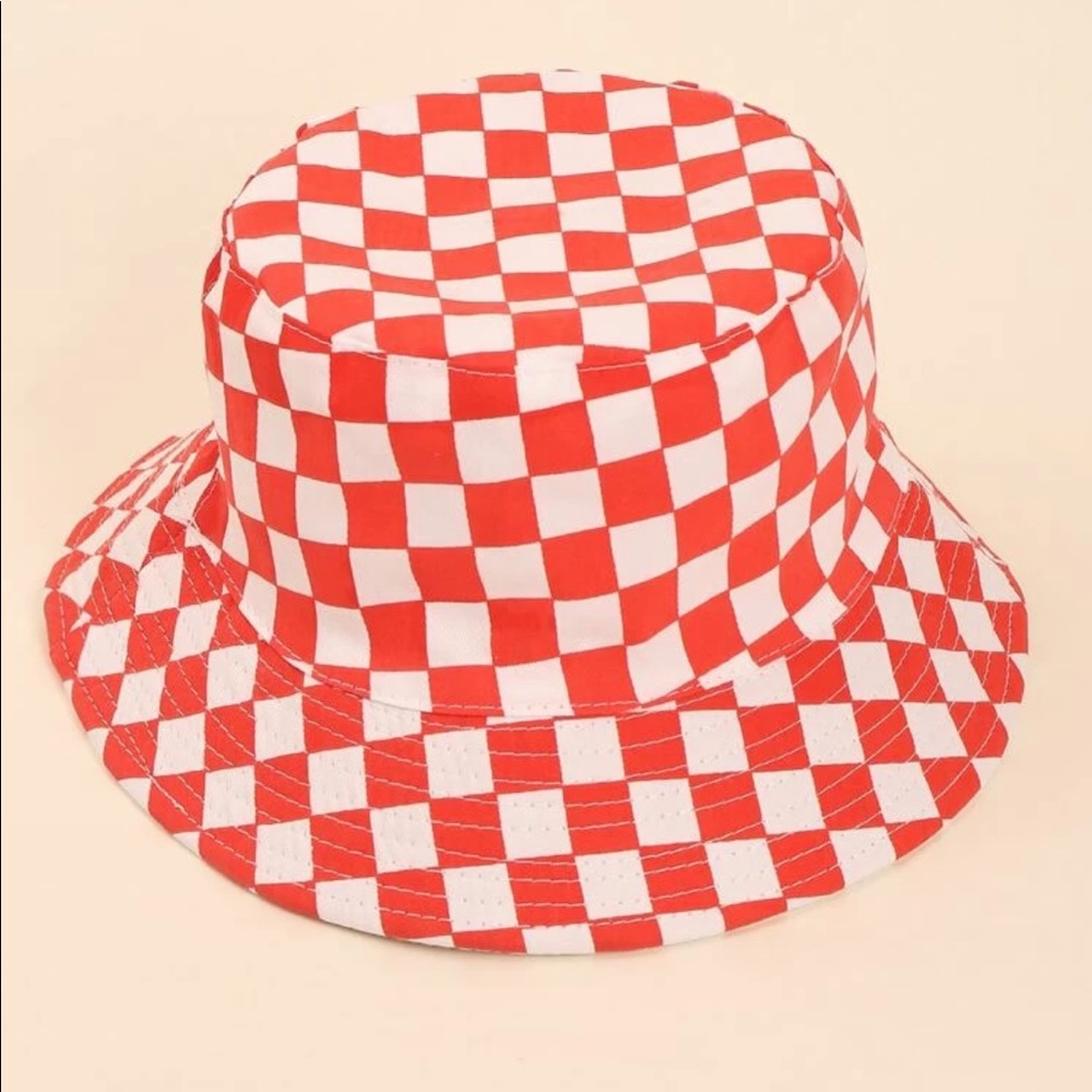 Red Checkered Bucket Hat